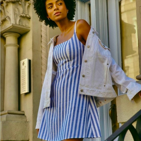 Old Navy Linen Blue White Stripe Mini Sundress XL - Picture 7 of 7